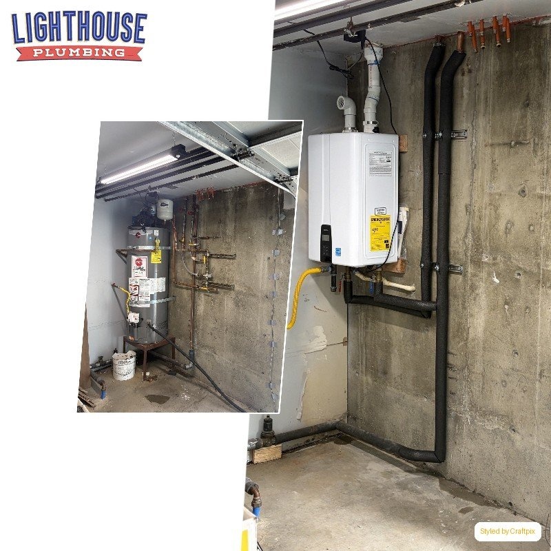 Tankless water heater installation in Sammamish, WA by Lighthouse Plumbing